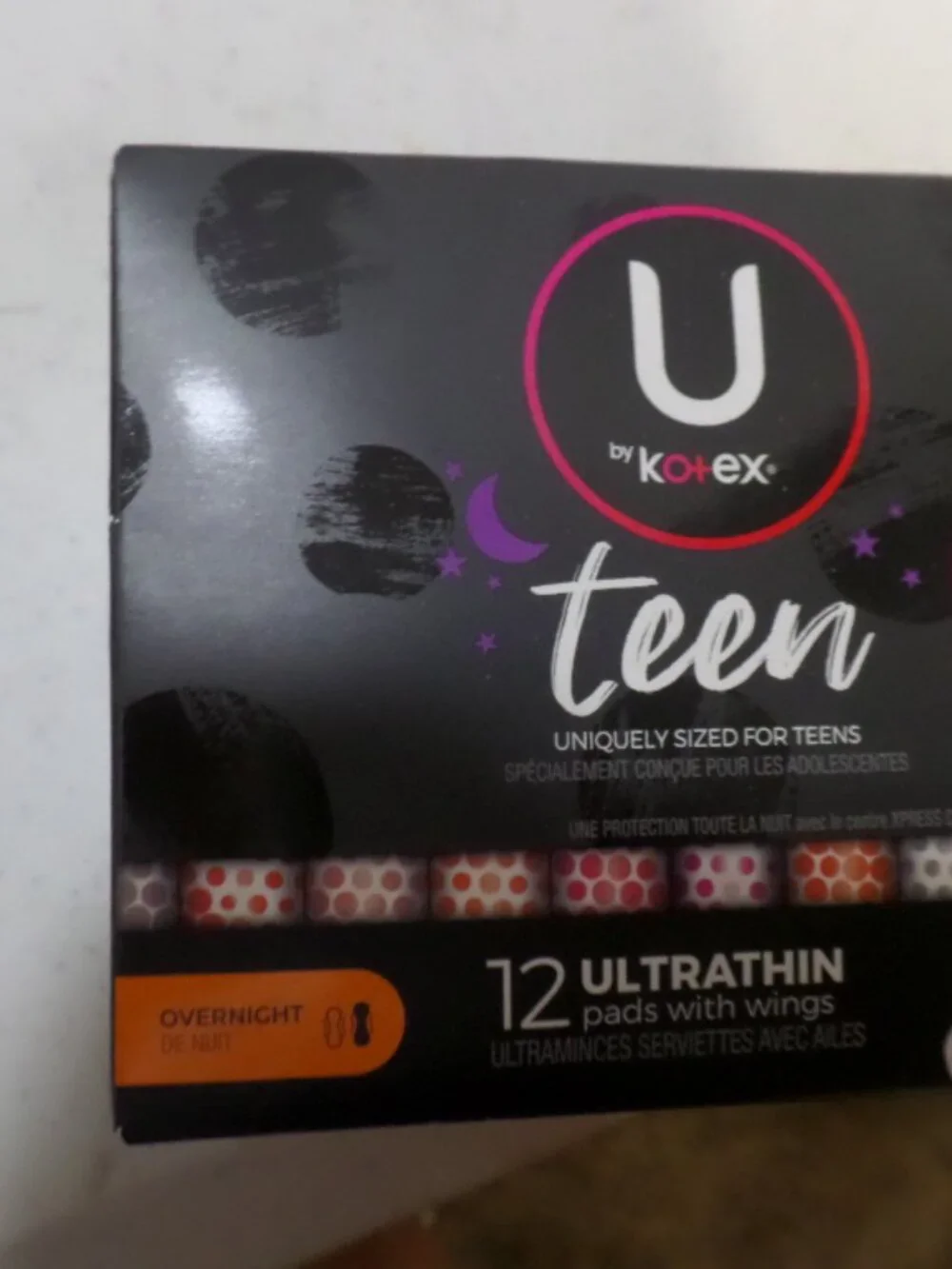 U by Kotex Teens Ultra Thin Pads with Wings – 12 Pads Per Box- Lot of 4